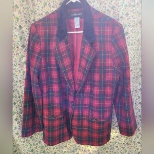 Vtg Red Plaid Sag Harbor Blazer 16